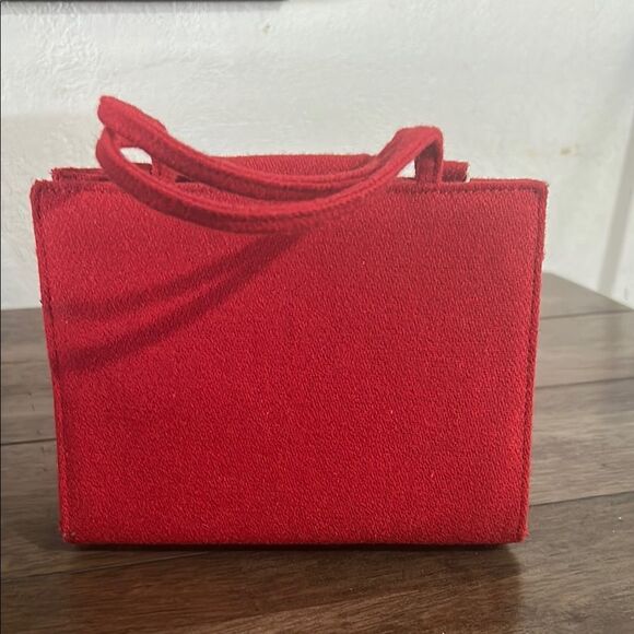 Kate Spade Red Suede Mini Bag – Zebra Print Lining – Magnetic Closure – 8x5.25” - Picture 4 of 7